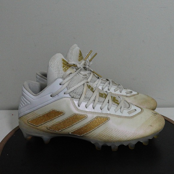 Adidas Adizero Cleats Men 10.5 Low Top White Gold Athletic Football Shoes Soccer main image 5